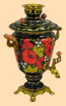 Самовар электрический Маки и ягоды на чёрном (3л)