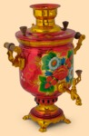 Самовар электрический Маки и ромашки на красном банка (7л)