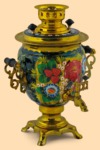Самовар электрический Маки и клубника на синем (3л)