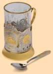 Подстаканник Храм Спаса на Крови (никель-золото, в наборе, штампованный)