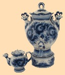 Самовар фарфоровый Гжель Цветочный (3л)