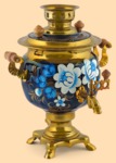 Самовар электрический Цветы на синем (3л)
