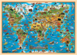 Детская карта Мира животные (настольная, размер 42 на 59 см)