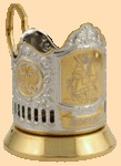 Подстаканник Георгий Победоносец №4 (никель-золото, лазерная гравировка)