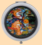 Зеркало металлическое складное Лиса и колобок (круглое)