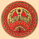 Тарелка мезенская роспись Круглая (20 см)