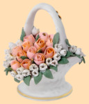 Корзина-букет из фарфора Розовые розы