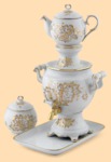 Самовар фарфоровый Белая роза (1л)